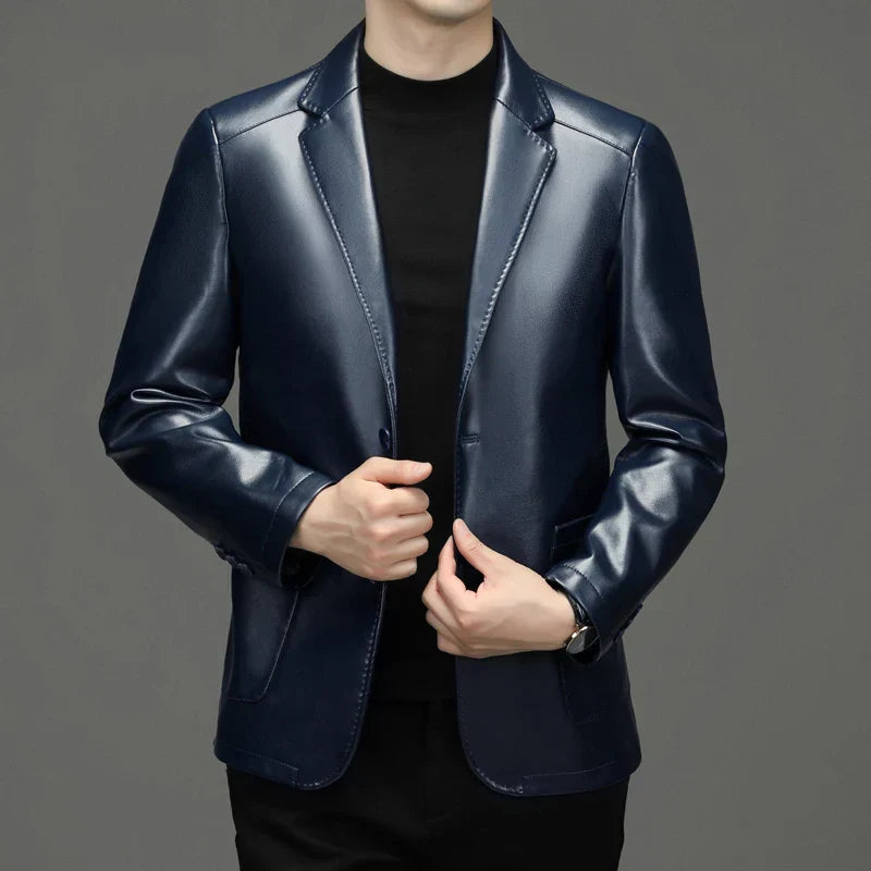 Luxury Leather Jacket Men's Suit Leather Coat Autumn