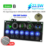 12V 7 Gang ONOff Rocker Toggle Switch Panel