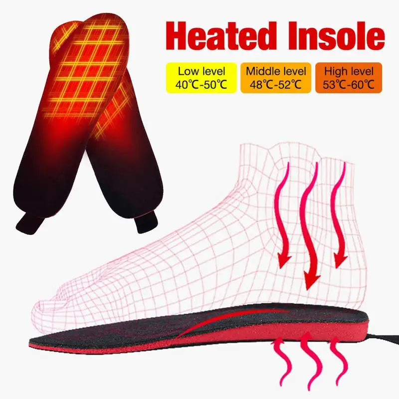 USB Heated Shoe Insoles Rechargeable Electric Foot Warming