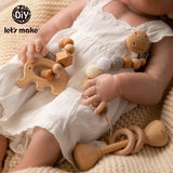 Let's Make Baby Wooden Teether Animals Rattle Chewable