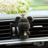 Cartoon Diamond Crystal Bow Bear Car Pendant Mirror