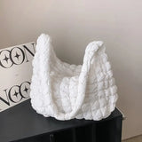 Quilted Padded Crossbody Bag for Women Pleated Bubbles