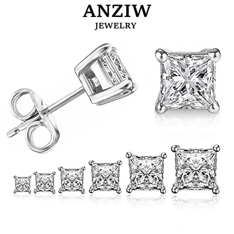 ANZIW Square 925 Silver Stud Earrings For Women