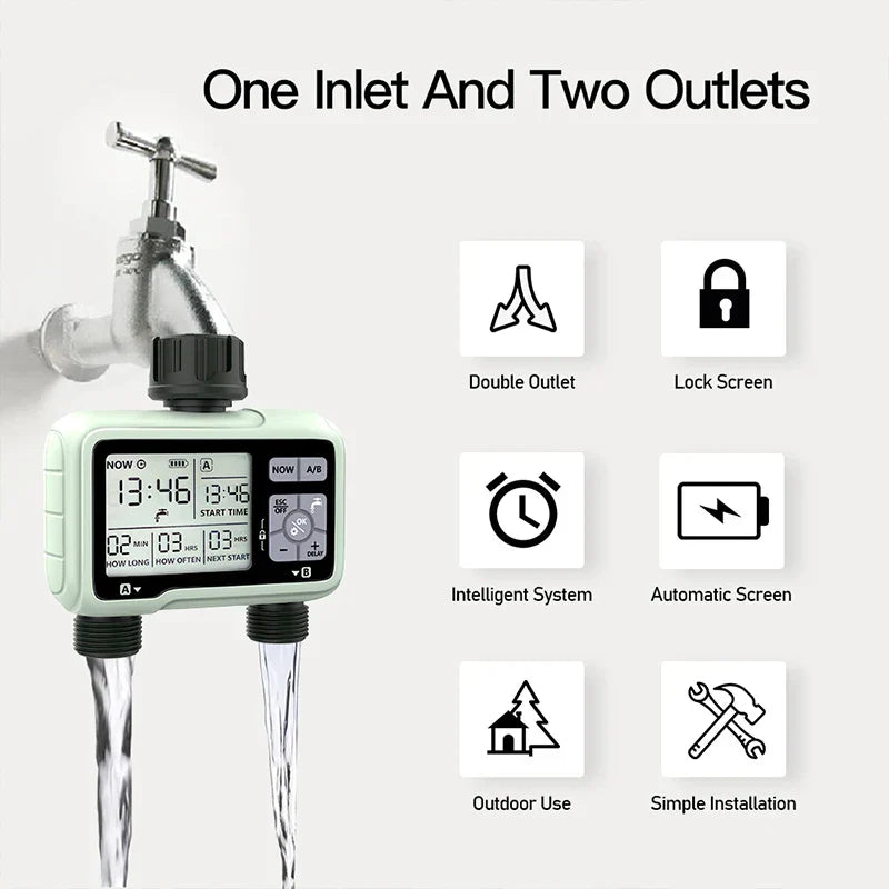 Super Timing System 2-Outlet Water Timer Precisely Watering