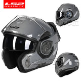 LS2 FF906 Advant Full Face Flip Up Helmets Motorcycle Modular Double Visor Helmet built-in Lens ECE Capacete Casque Casco Moto