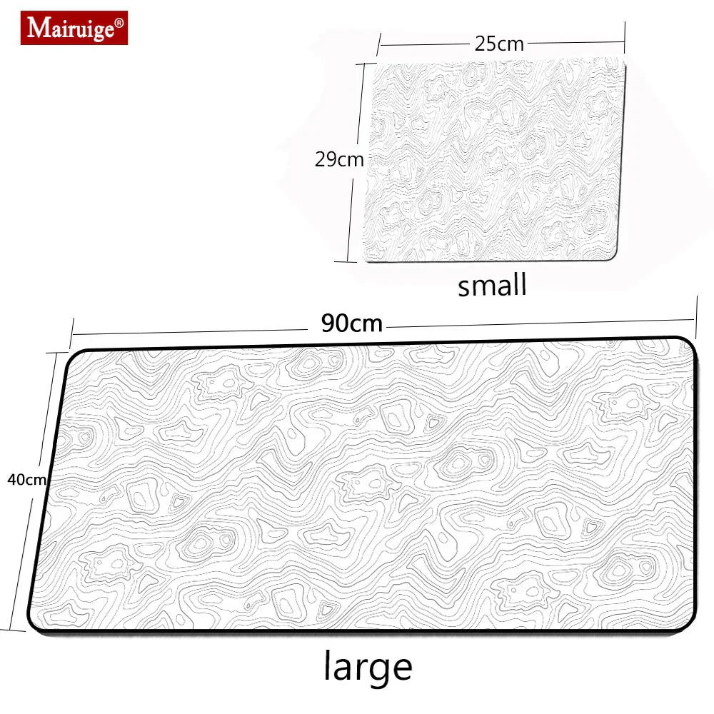 Big Art Mousepad White Black Desk Protector Pad