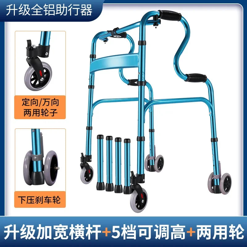 Four-Legged Aluminum Alloy Crutches for Elderly Anti-Skid Mobility