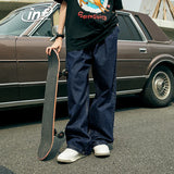 INFLATION Blue Retro Washed Denim Pants Male Classic