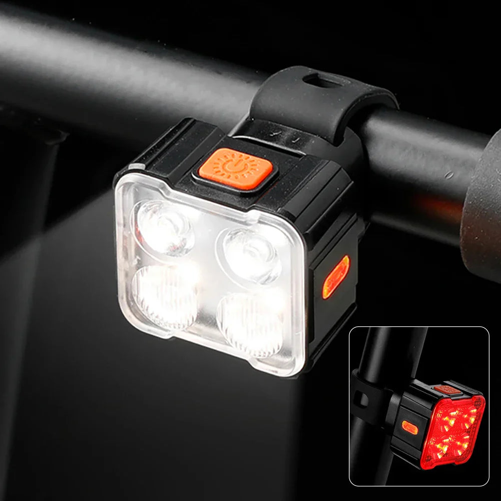 2Pcs Bicycle Front Rear Lights Waterproof Bike Headlight