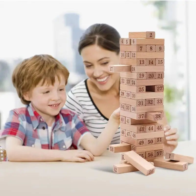 48PCS natural wood color building block balance game