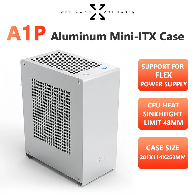 ZZAW A1P MINI-ITX Computer Case Aluminum Desktop Office