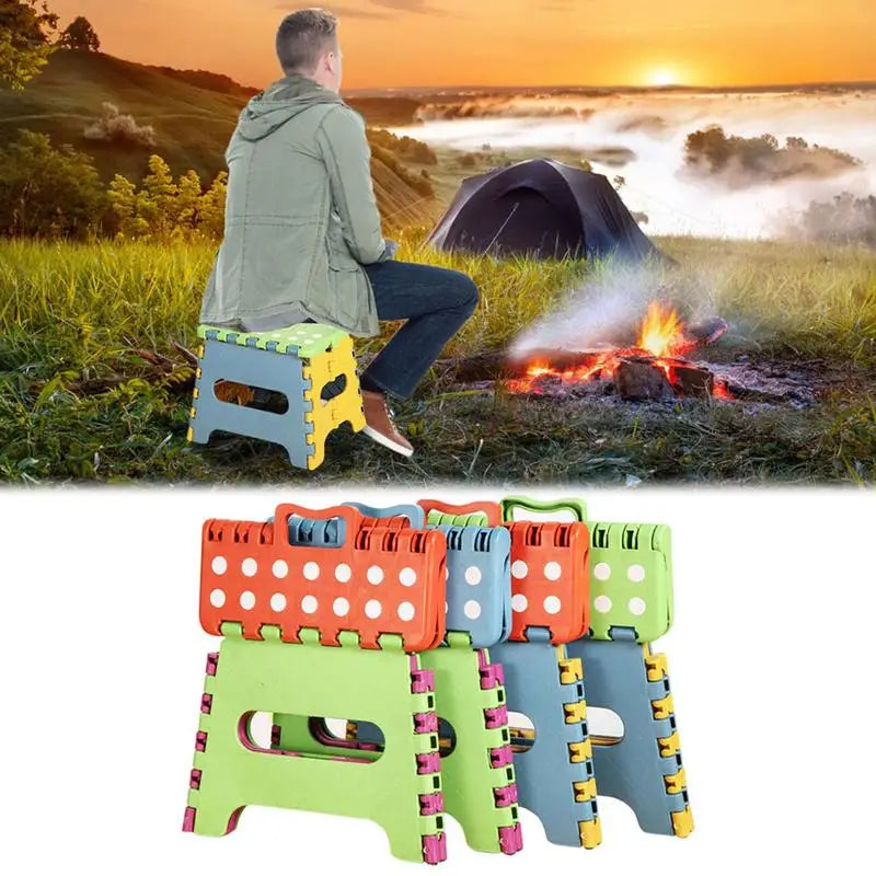 Folding Stool Lightweight Durable Plastic Stool With Handle