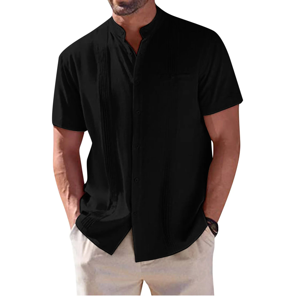 Summer Shirt Men's Short Sleeve Cotton Linen Tshirt