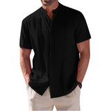 Summer Shirt Men's Short Sleeve Cotton Linen Tshirt