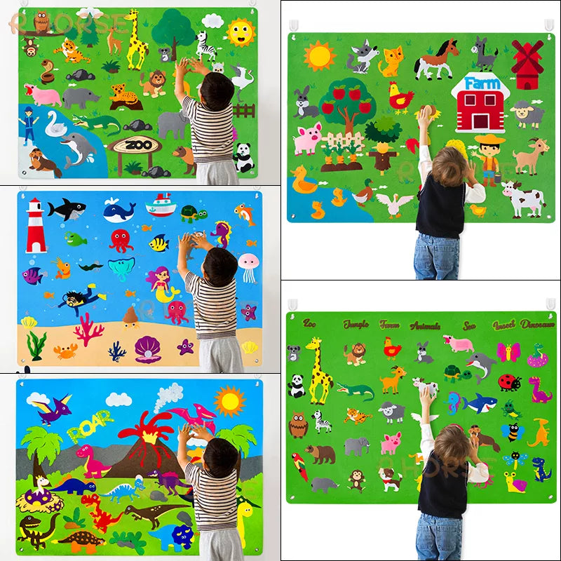 Felt Board Stories Set Montessori Ocean Farm Insect