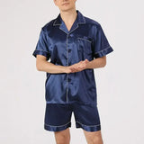 Satin Sleepwear Clothes Solid Ice Color Sleeve 2pcs