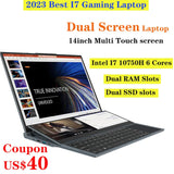 Dual-screen Laptop 14 inch Touch LCD 32GB/16GB/8GB RAM