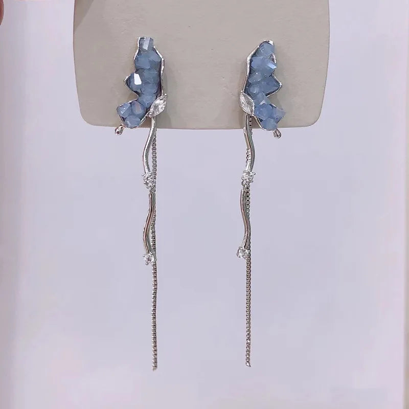 Trendy Round Crystal Drop Earrings For Women Luxury