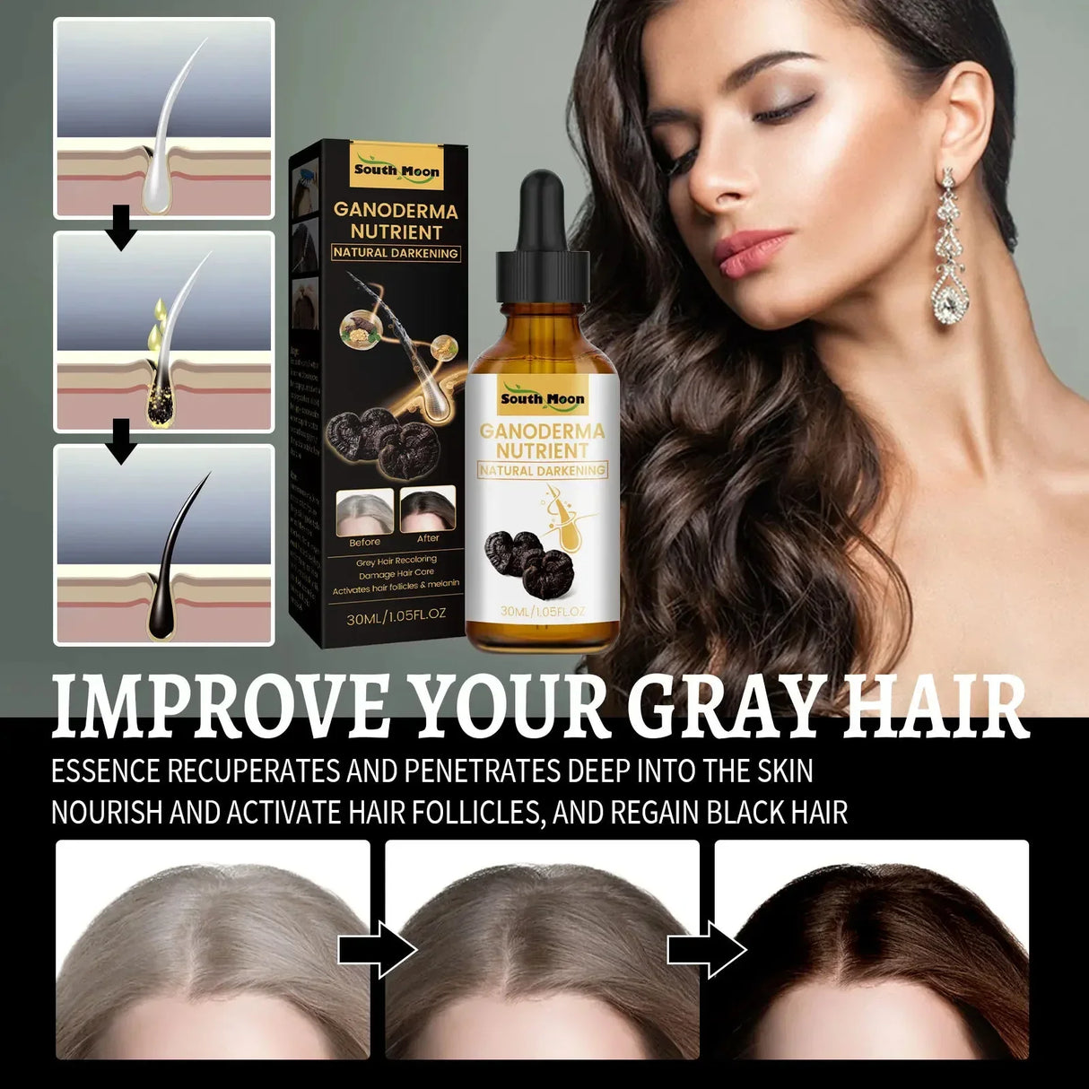 Gray White Hair Treatment Serum Oil White To