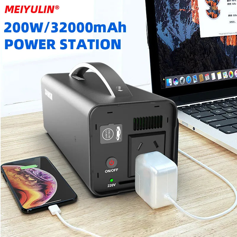 220V 200W Portable Solar Generator Power Station 32000mAh