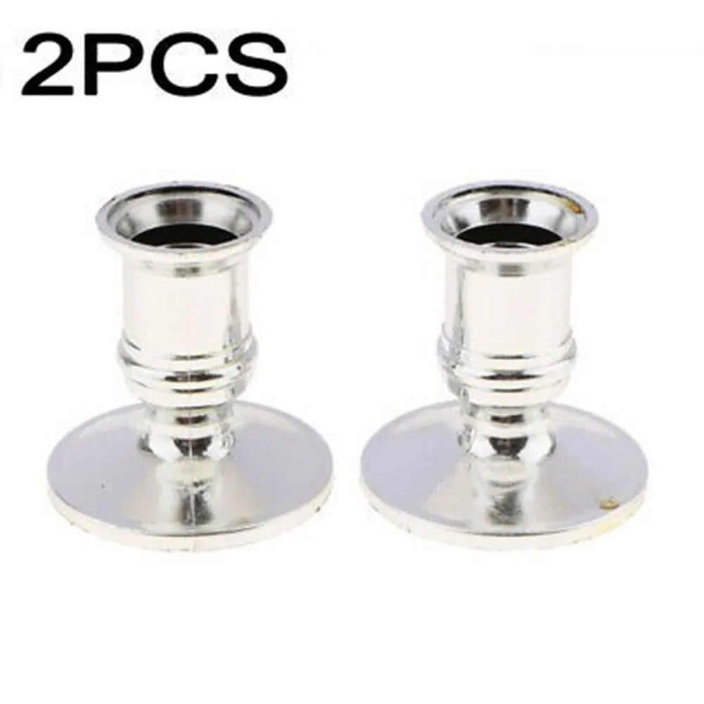 2pcs Candle Holder Candle Base Plastic Candlestick Silver