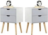 Nightstands Set of 2-Natural Beside Table with Storage