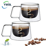 YWDL 200ml Double Wall Glass Coffee Mug Heat-resistant