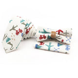 Men Linen Plant Ainmal Ties Set Pocket Handkerchief