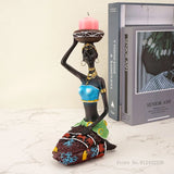Creative Europe African Black Figure Sculpture Candle Holder,