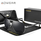 AOWEAR Men's Aviation Sunglasses Men Polarized Mirror Sunglass