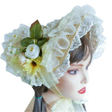 Japanese Lolita Sweet Handmade Straw Sun Hat Lace