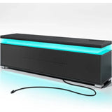 TV Stand with Power Outlet & LED Lights,