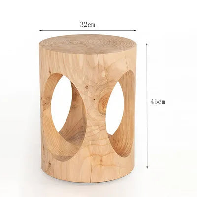 Creative Solid Wood Stool Log Pouf Sitting Stool