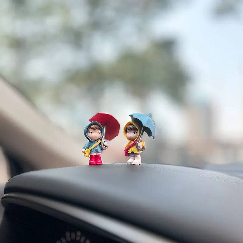 4PCS Cute Umbrella Couple Car Interior Decoration Action