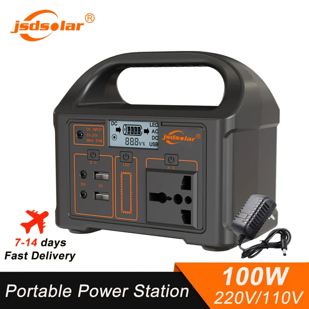 100W Portable Power Station 220V/110V Solar Generator Outdoor