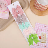 10Pcs/lot Kids Solid Color Ribbon Baby Bows Hair
