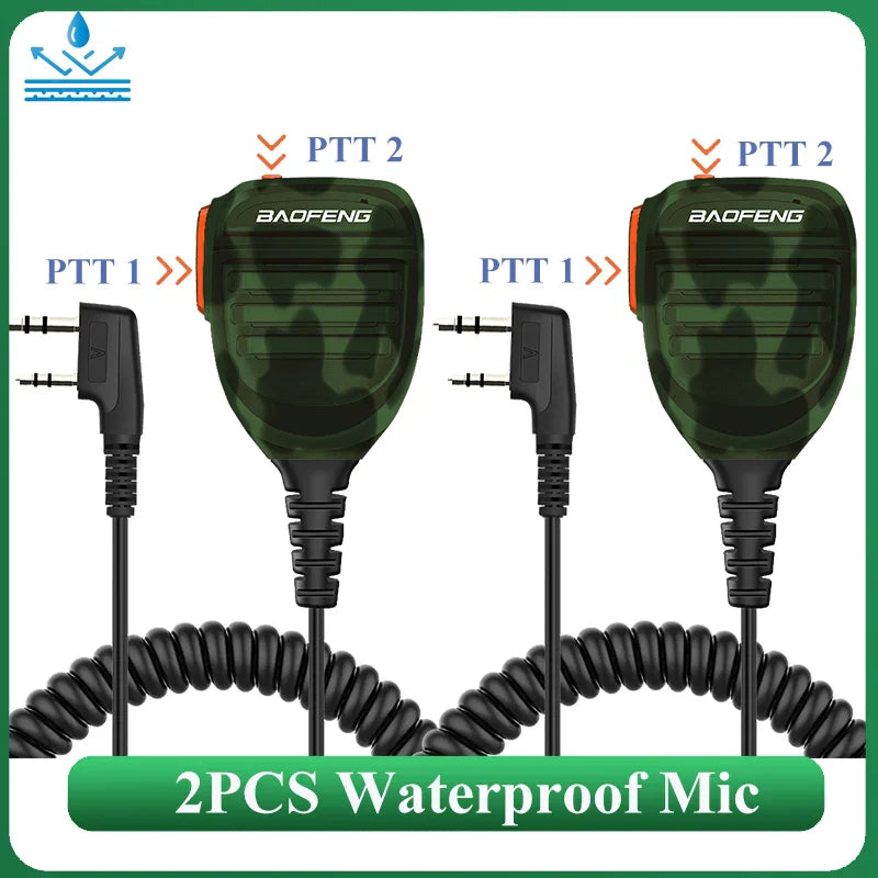 2PCS Baofeng Walkie Talkie Speaker Mic Waterproof PTT