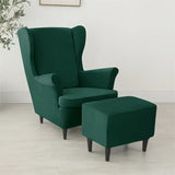 Velvet Stretch Wingback Chair Covers Wing Armchair Cover