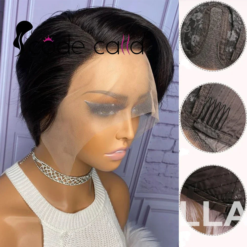 Pixie Cut Wig Transparent Lace Human Hair Wigs