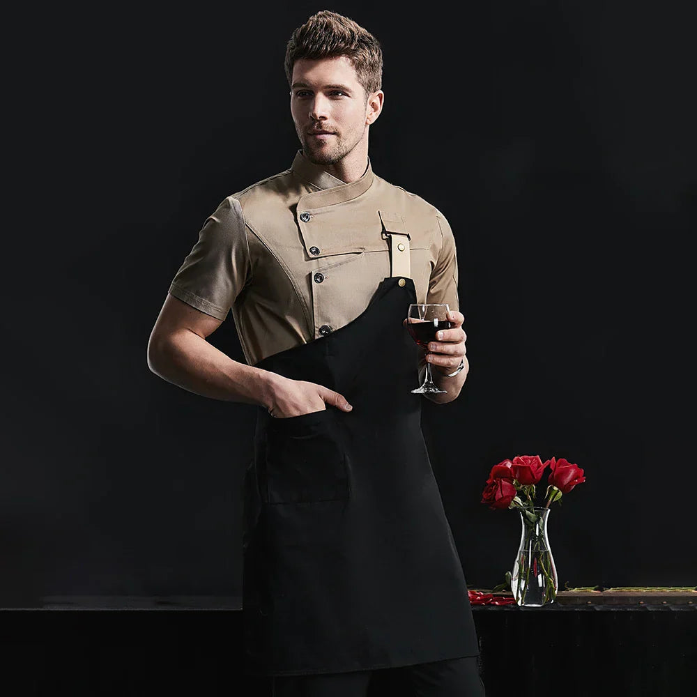 Khaki Chef Uniform Catering Workwear Head Chef Shirts