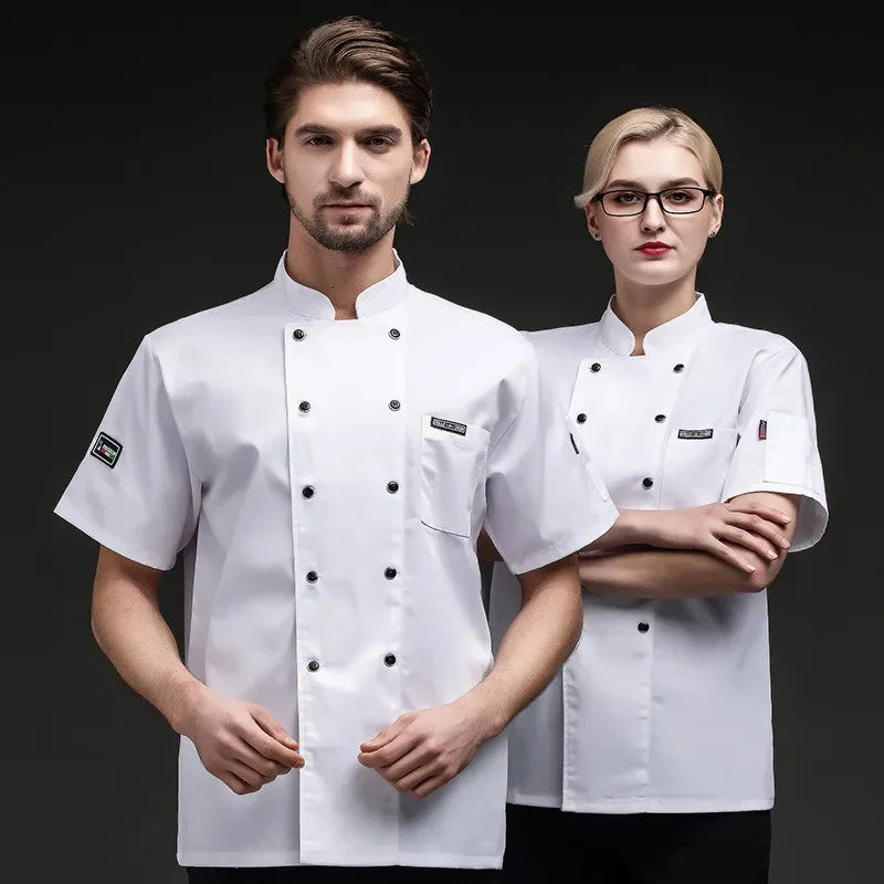 Shortsleeved Chef Work Clothes for Men and Women