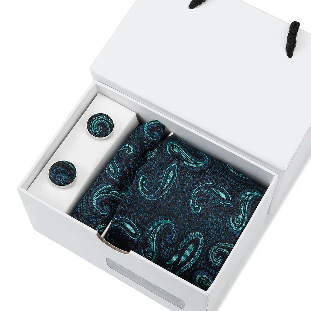 Bussiness Ties Sets For Men Plaid Blue Print