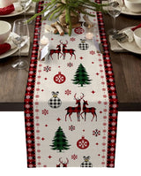 Merry Christmas Tree Ball Linen Table Runners Holiday
