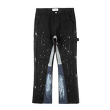 High Street Spliced Speckled Ink Micro Flare Pants