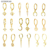 CCFJOYAS 925 Sterling Silver Lightning/Awl/Animal Pendant Hoop Earrings
