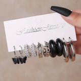 Simple Acrylic C-shaped Cut Earrings 5 Pairs Set
