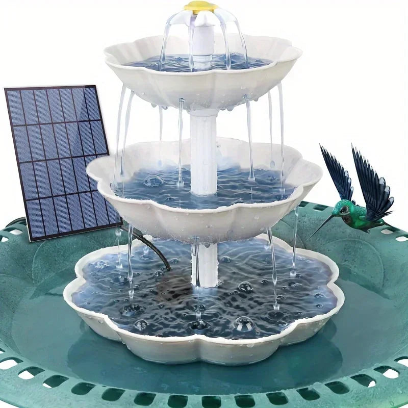Solar Bird Bath Water Fountain Detachable DIY Water