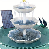 Solar Bird Bath Water Fountain Detachable DIY Water