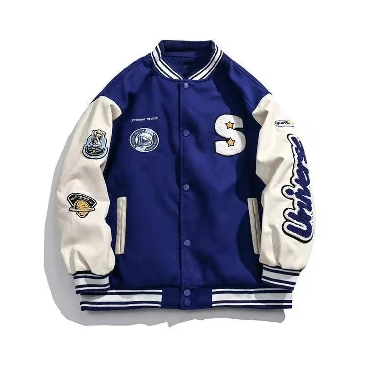 Spring and autumn retro quilted embroidered baseball uniform