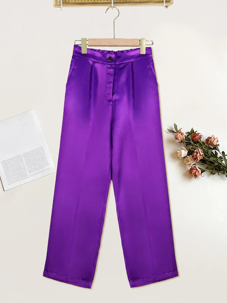 Plus Size 4XL Purple Pants High Elastic Waist